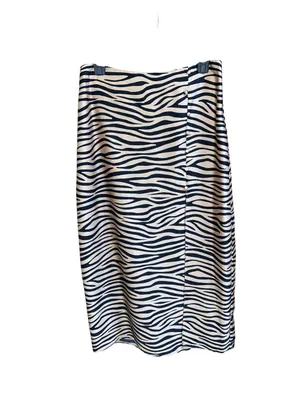 Le Lis Satin Zebra Print Slit Maxi slip Skirt Black Tan Date night Office Siren thumbnail 5