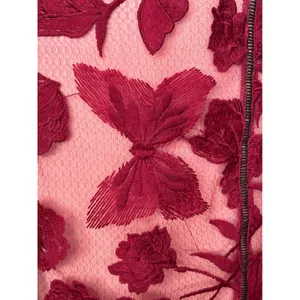 Lulus Alluring Dream Burgundy Floral Mesh Lace Trumpet Midi Dress Large Romantic thumbnail 11