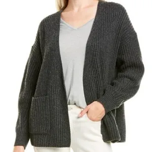 Madewell Redford Merino Wool Blend Chunky Cardigan Sweater Womens Large Charcoal thumbnail 1