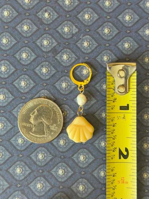 Handmade quality Czech glass beads shell & freshwater pearls dangle earrings 🐚🩵 thumbnail 6