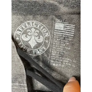 Affliction Live Fast Lace Up Top Gray Burnout Long Sleeve Grunge Bikercore S thumbnail 4
