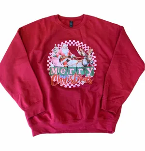 Gildan Christmas Sweatshirt Red Pink Size L thumbnail 1