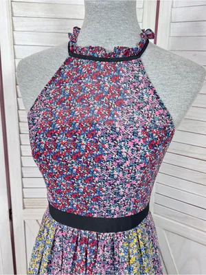 BCBGeneration Confetti Floral Halter Maxi Dress Pink‎ Multi Size 2 Twee Cottage thumbnail 6