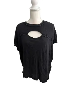 WE THE FREE Black Cutout Short Sleeve Top Size Medium thumbnail 3