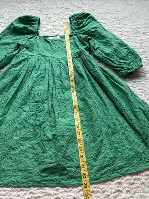 Tuckernuck Pomander Place Cotton Mini Dress XS Green Puff Sleeve Embroidered thumbnail 13