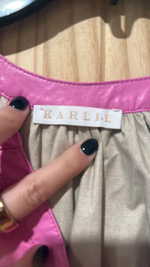 Pink leather top Size i would say fits around medium thumbnail 2