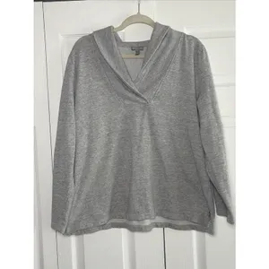 T by Talbots Neck‎ Pullover Melange Shawl Collar Size XL Gray Athleisure Relaxed thumbnail 2