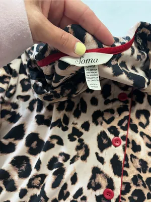 Soma Modal Cotton Animal Print long sleeve button down pajama top size large thumbnail 4