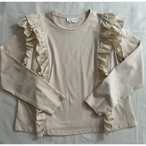 Anthropologie Karina Ruffle Top Size XL 100% Cotton Cream Ruffled Blouse Boho thumbnail 7