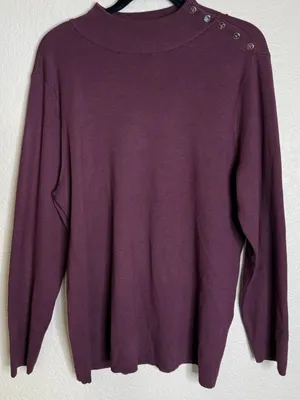 Chicos 4 US XXL Sweater Purple Plum Mock Neck Button Shoulder Long Sleeve Top thumbnail 1