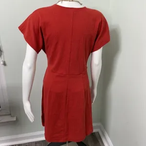 Madewell Burnt Orange Faux Wrap Dress thumbnail 6
