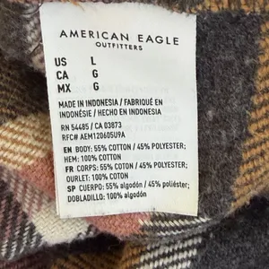 American Eagle Women’s Cozy Plaid Shacket Flannel Shirt Jacket Oversized Sz L thumbnail 8