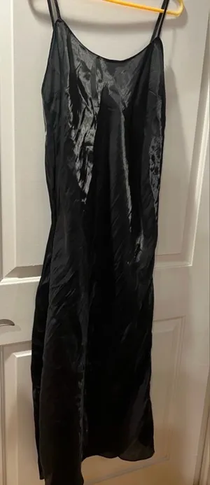 Victoria's Secret Black Satin Slip Dress with Adjustable Straps thumbnail 1
