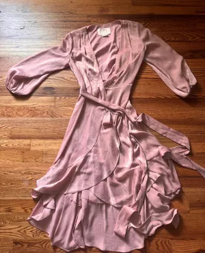Gal Meets Glam satin blush wrap dress thumbnail 1