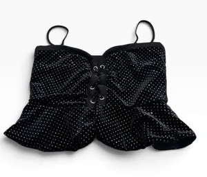 Revolve H:OURS velvety black crop top thumbnail 1