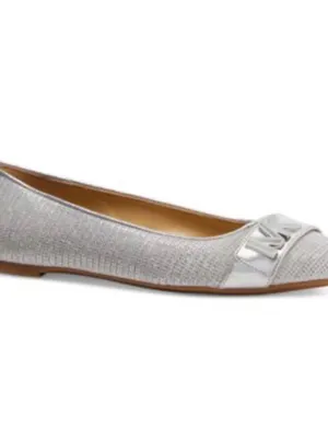 Michael Kors Silver Quilted-Trim Ballet Flats thumbnail 3