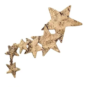 Free People Shooting Stars Brooch Gold Tone New On Card thumbnail 1