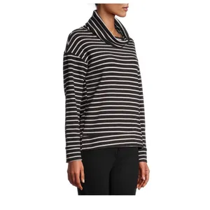 Time and Tru Black and White Striped Top Extra Large thumbnail 3