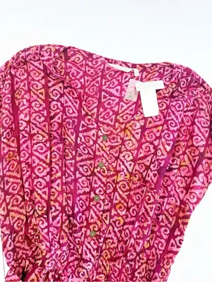 Soft Surroundings Poppy Wide Leg Jumpsuit Rosella Pink Fuchsia Boho Coastal thumbnail 6