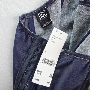 BDG Urban Outfitters NWT Denim Corset Tube Top Indigo‎ Blue Strapless Hook Eye L thumbnail 5