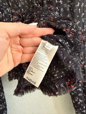 Free People Lolita Long Sleeve Floral Blooms Blouse Black‎ S thumbnail 8