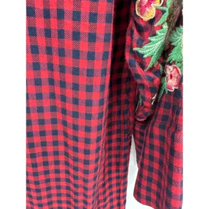 Zara Cardigan Women SMALL Red Navy Blue Plaid Button Front Maxi Dress Duster‎ thumbnail 11