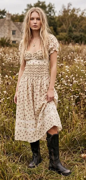 Free People Dainty Cottage Ethereal Bali Juniper Midi Dress 10 Lace Cream Floral thumbnail 1
