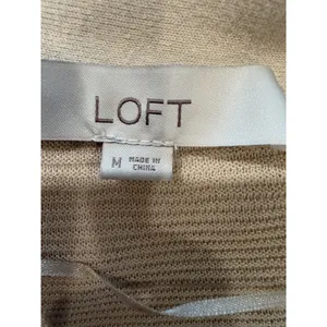 LOFT ribbed open-front cardigan sweater in a neutral tan or light beige medium thumbnail 5