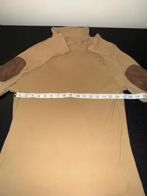 Lauren Ralph Lauren Women's Beige Ribbed Turtleneck with Suede Elbow Patches XL thumbnail 4