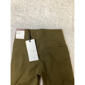 CALIA Essential High-Rise Straight Leg Pant Dark Khaki Olive XS WAX105 NWT thumbnail 3