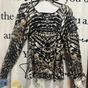 Karen Kane Animal Print Stretch Jersey Wrap Top Size L thumbnail 4