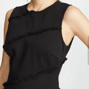 Alexander Wang Black Denim Mini Dress Diagonal Frayed Raw Hem Size 6 thumbnail 4