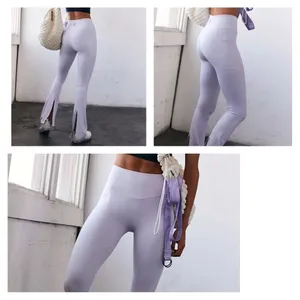 FREE PEOPLE Movement Never Better Flare Pants Slit Cuff Lavender Shadow thumbnail 2
