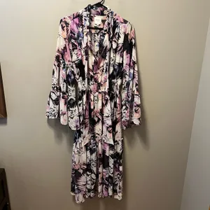 MISA Floral Boho Romantic Midi Slit Dress Flowy Garden‎ Party Whimsical Fairy SM thumbnail 2