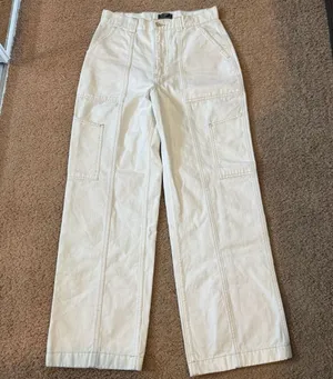 Abercrombie & Fitch White Cargo Style Pants thumbnail 1