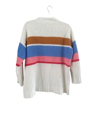 Women's Arizona Jean Co White Multicolor Striped Crew Neck Sweater M thumbnail 3