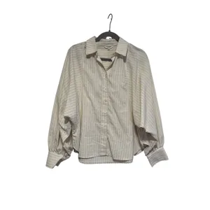 Max Studio London Button Down Shirt Medium Ivory Striped thumbnail 2