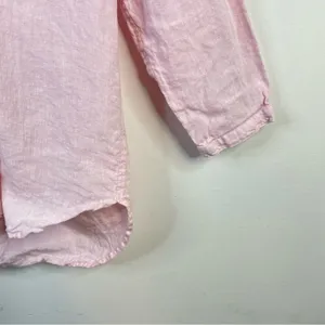 LL Bean Light Pink Premium Flax Linen Split Neck Tunic Top Shirt Blouse womens M thumbnail 5