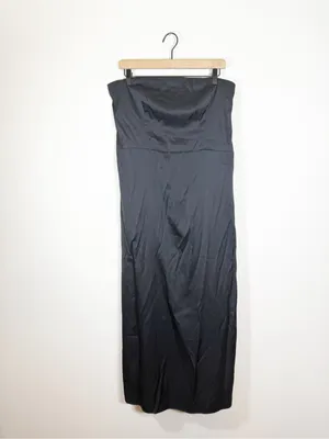 Abercrombie Black Satin Sculpt Strapless Maxi Dress XL thumbnail 4