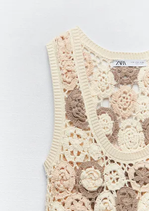 ZARA Floral Crochet Knit Dress thumbnail 7