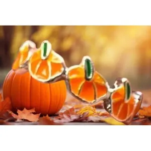 Pumpkin Ring New Orange Silver Adjustable Thanksgiving Autumn Jewelry Fe… thumbnail 5