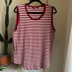 Madewell Red/White Cotton Crewneck Muscle Tank thumbnail 2