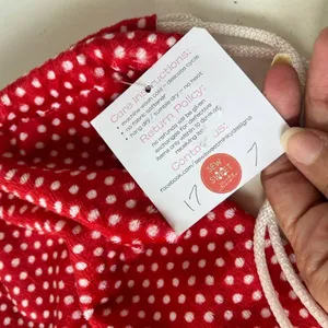 SEW SWEET MINKY Designs DrawString Tote Bag Red White Polka Dots NWT thumbnail 9