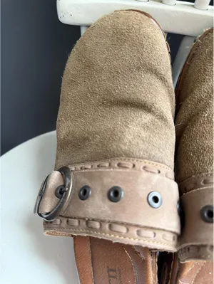 Børn Suede Buckle Mule Clogs Size 10/42 Brown thumbnail 4