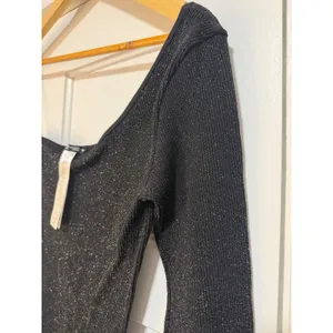 Zara Womens Black Shimmer Metallic One edgy Shoulder Ribbed Bodysuit XS NWOT thumbnail 9