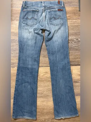 7 For All Mankind Medium Wash Flare Jeans 26 Stretch Denim Y2K USA thumbnail 3