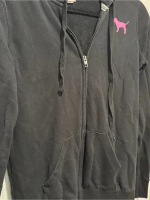 PINK Victoria’s Secret Black Zip Hoodie XS Love Pink 86 Graphic Sweatshirt thumbnail 6
