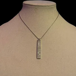 Vertical rhinestone bar pendant necklace thumbnail 1