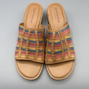 Comfortiva Woven Leather Mules Size 8.5 Huarache Slip on Shoes Heels Butter Mom thumbnail 2