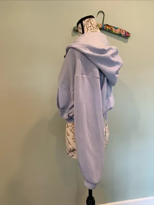Tinsel Town Junior Women’s Medium Light Blue Cropped Full Zip Hoodie Sweatshirt thumbnail 3